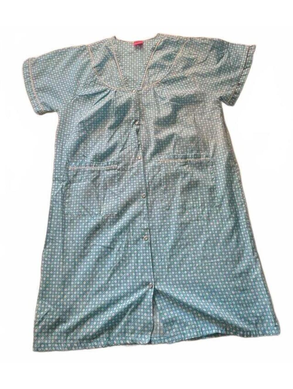Sindarella  Blue Polka Dot Button-Up House Dress